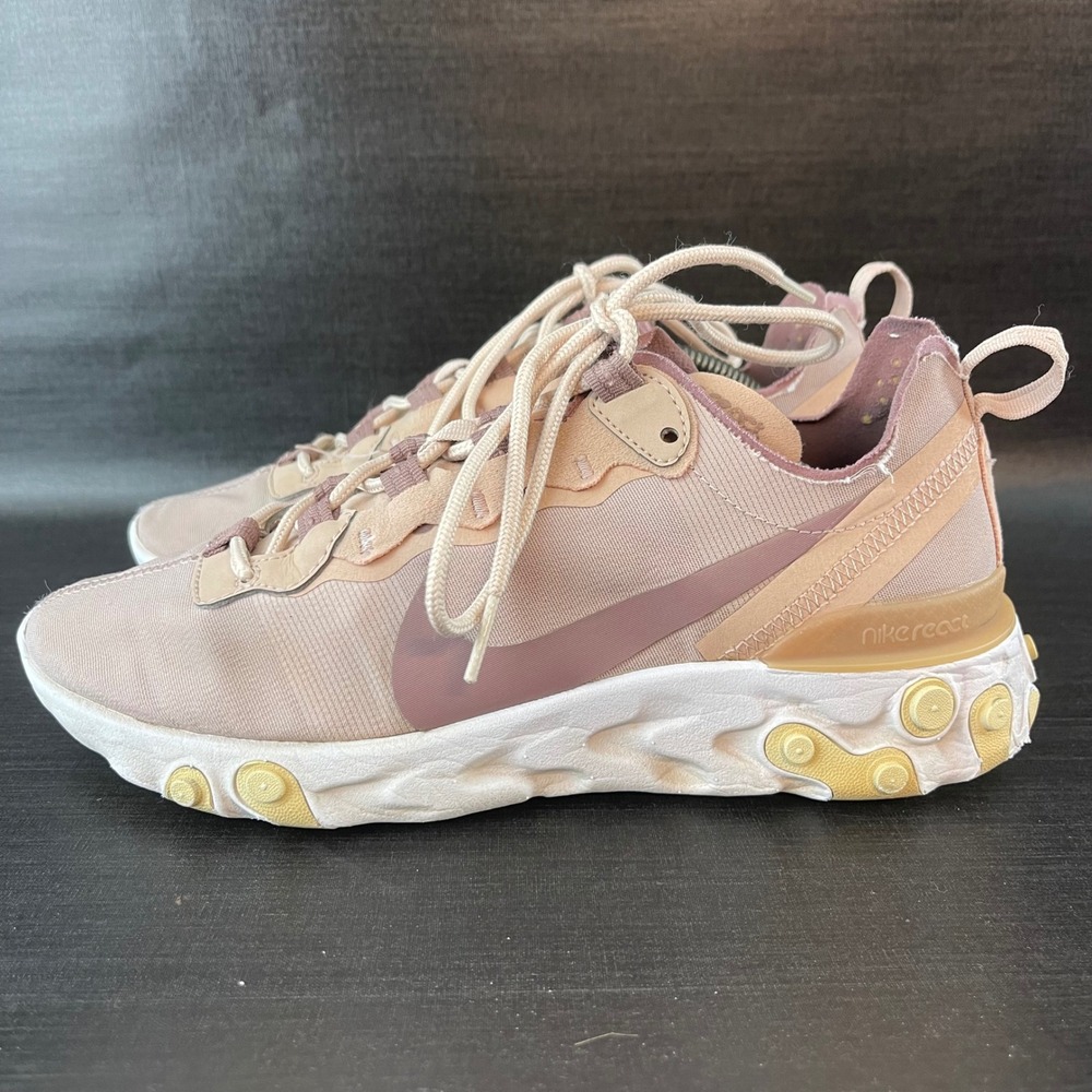 Nike‎ React Element 55 Womens 7.5 Particle Beige Pink Mauve BQ2728 Running Shoes